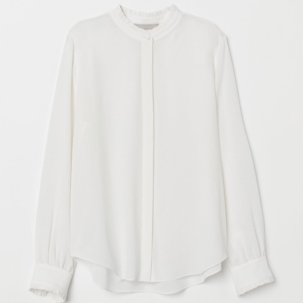 New HM Silk Blouse Off-White, Gray Sizes 14, 18